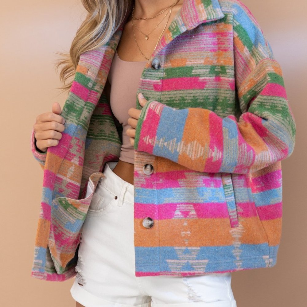 THE TOPSANNAH LADIES AZTEC PRINT JACKET - Picture 12 of 13